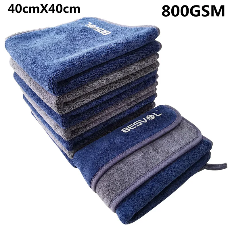 

800GSM Coral Fleece Microfiber Towel Car Wash Accessories Super Absorbent Car Cleaning Detailing Cloth Auto Care Drying Towels