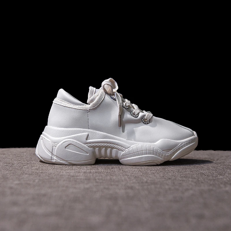 Новинка модные кроссовки на платформе женская обувь толстой подошве цвет белый