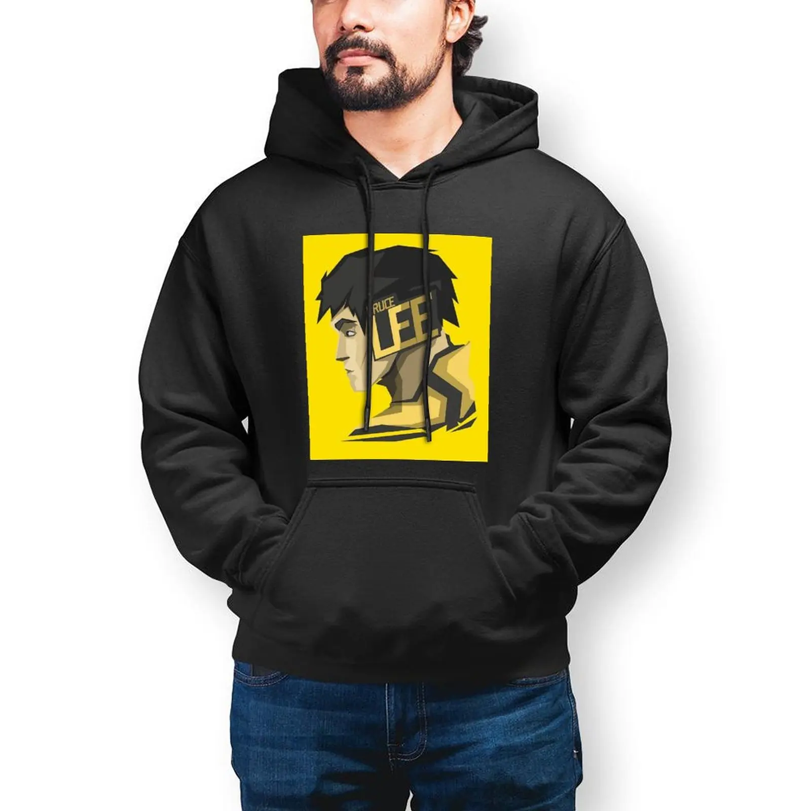 

Bruce Lee Cartoon Hoodie Movie Kung Fu Cotton Warm Hoodies Nice Over Size Outdoor Pullover Hoodie Men