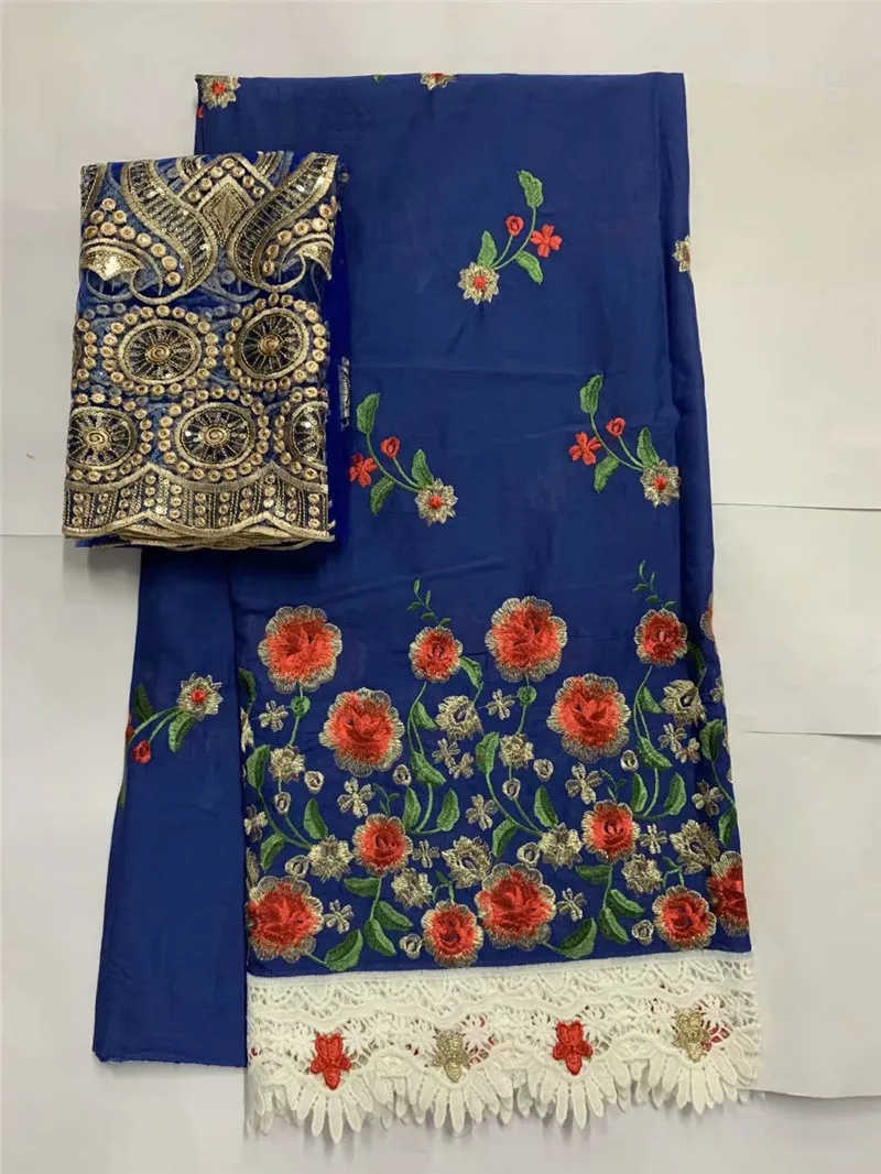 

Хлопковая кружевная ткань с цветочной вышивкой, 5 + 2 ярда, для свадьбы, B89152