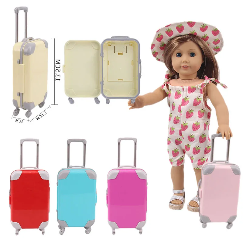 15 Styles Color Plastic Sliding Suitcase For 18 Inches American Doll&amp43 CM New Born Baby Generation Russian Girl's Christmas Toy |