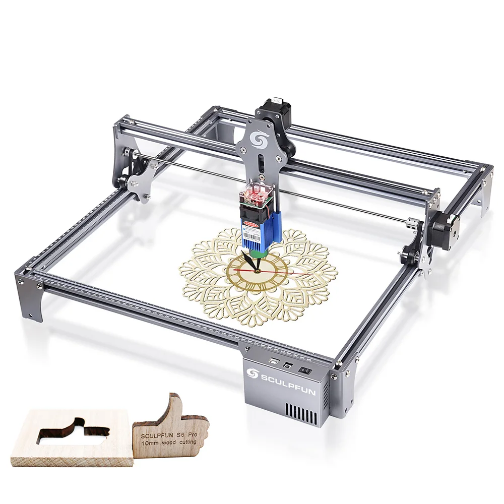 

Sculpfun S6 Pro 60W CNC Laser Engraver Cutting Machine for Wood Metal Acrylic CNC Spot Compression Ultra Thin Focus 410x420mm