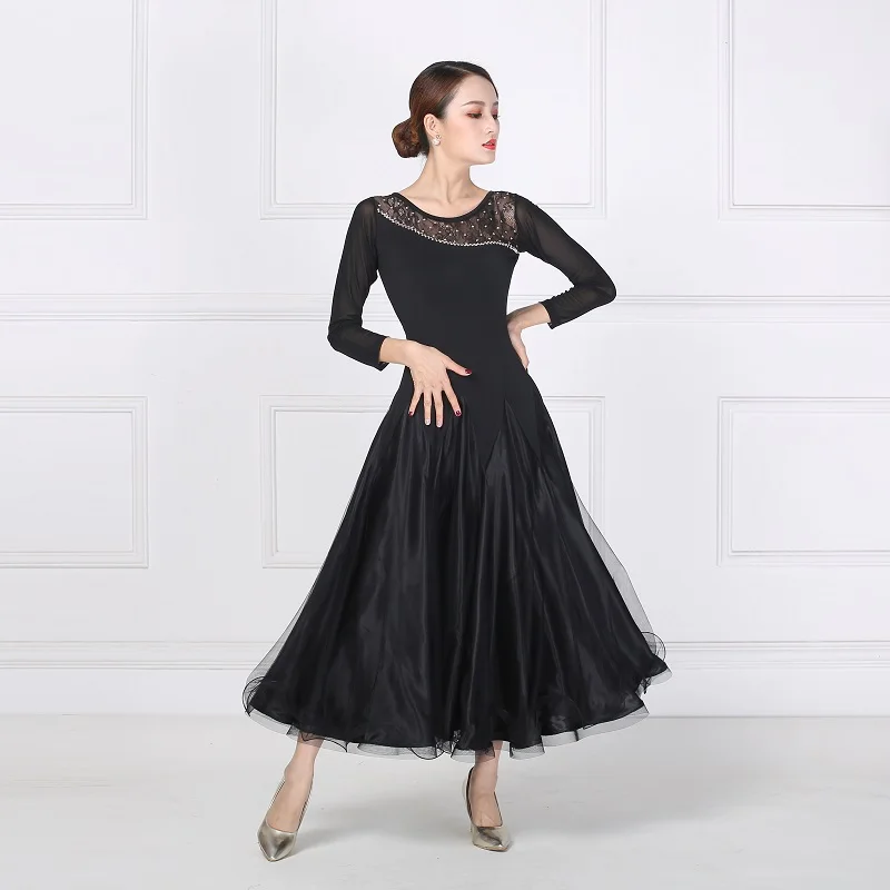 Высококачественное черное новое платье для бальных танцев стандартные платья