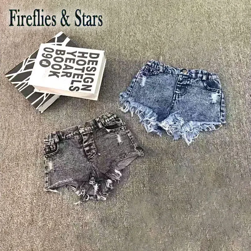 Джинсовые шорты для девочек 2-7 лет рваные штаны из денима с карманами и бахромой