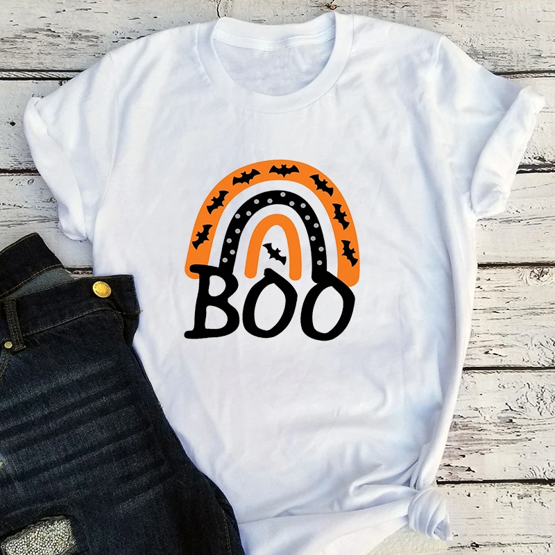 

Рубашка Boo на Хэллоуин, одежда в стиле панк, топы, Мужская Радужная футболка 2021, забавная футболка на Хэллоуин вечерние, жуткая одежда, летняя...