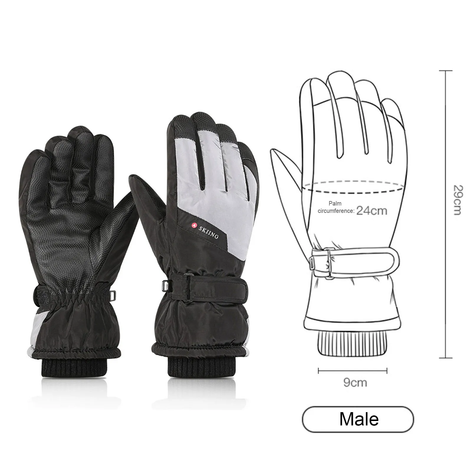 

New Winter Warm Touch Screen Fishing Men's Gloves Waterproof Women's Ski Riding Windproof Non-Slip Fashion Black Gloves Mittens