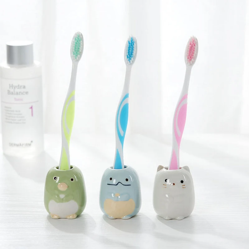 

1PCS multi-function ceramic toothbrush candy color holder wash toothpick padded cotton swab bathroom electric toothbrush storage