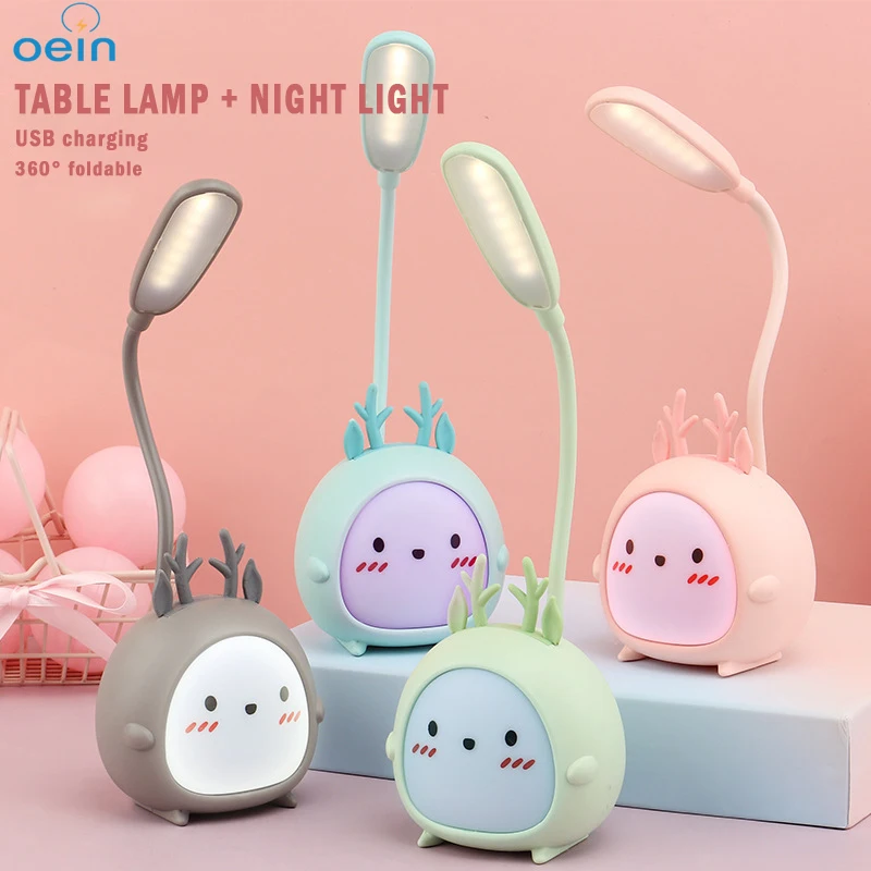 

LED Table Lamp Bedroom Night Light USB Rechargeable Three-speed Dimming Cute Dormitory Learning Reading Desk Lamp Eye Protection