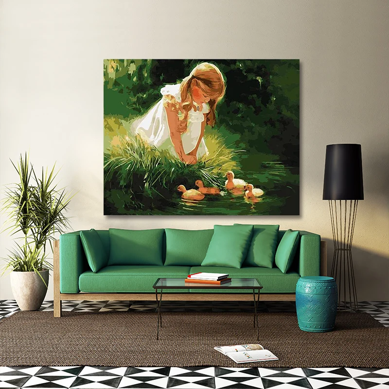 Краска по номерам художественная живопись Милая маленькая девочка реалистичный