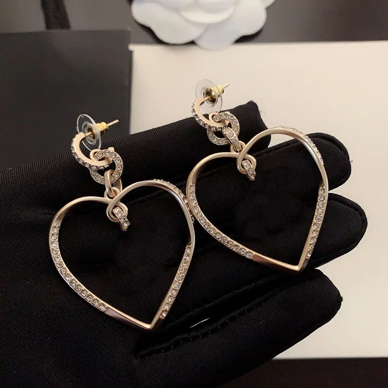 

2021 Brand Fashion Party Jewelry Gold Color Earrings Big Heart Gold Earrings Top Quality Luxury Cute Lovely Beautiful Heart