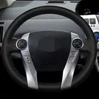 Черная натуральная кожа ручная работа ручная швейная чехол рулевого колеса автомобиля для Toyota Prius 30(XW30) 2009-2015 Prius C (по ТИХООКЕАНСКОМУ летнему времени США) 2012-2017