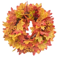 30cm halloween wreath pumpkin berries maple leaves garden decorations thanksgiving wreaths cross harvest day hanging door decors