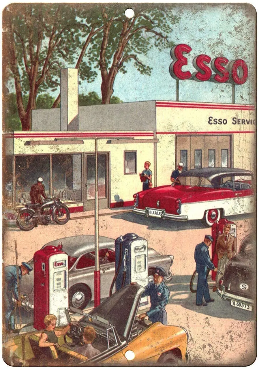 

Wall Decor Signs Esso Gas Station Travel Map 8x12 Inch Wall Decor Retro Tin Sign