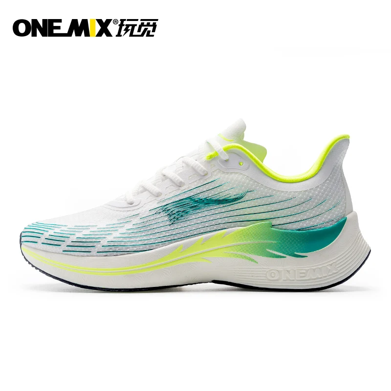 Onemix 2022 Men Running Shoes Light Marathon Breathable Sport Women Sneakers Lace Up Mesh Athletic Soft Carbon Fibre Plate