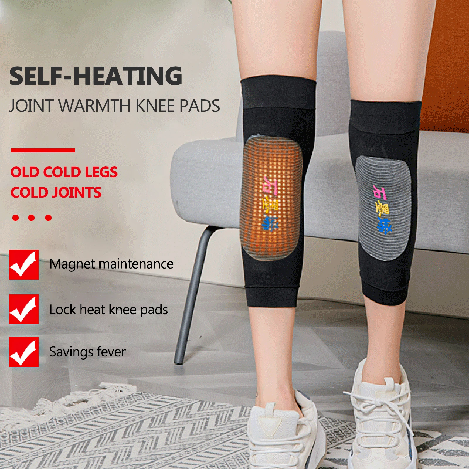 

2pcs Self Heating Support Knee Pads Knee Brace Warm For Arthritis Joint Pain Relief And Injury Recovery Belt Knee Massager Foot