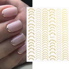 Наклейки для ногтей с 3D линиями сделай сам, металлические полоски из розового золота с надписями, Слайдеры для изогнутого дизайна ногтей, Самоклеящиеся украшения для маникюра