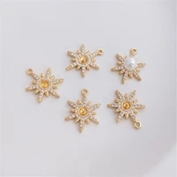 14k gold filled micro inlaid zircon star snowflake half hole pearl pendant diy star clavicle necklace pendant
