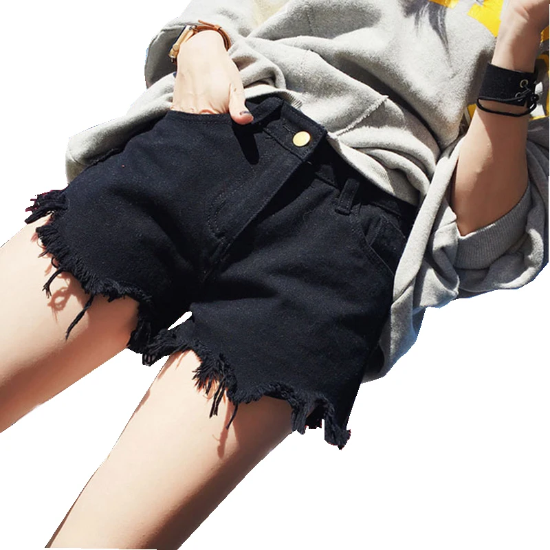 

ZQLZ Summer Denim Shorts Women 2021 New High Waist Fur-lined Leg-openings Fashion Casual Sexy Ripped Loose Short Jeans Female