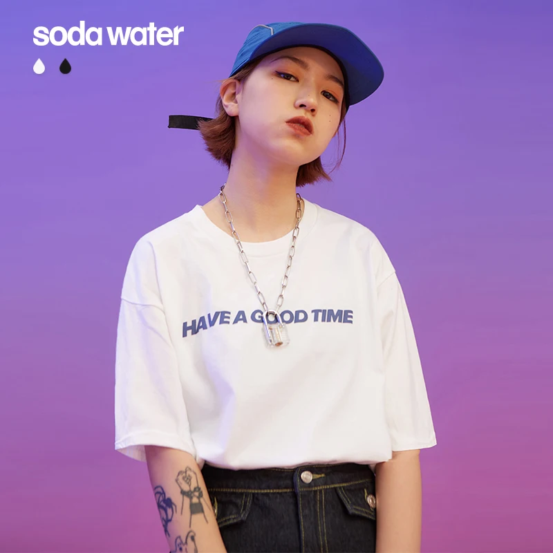 SODAWATER Girl цельная футболка женская в стиле хип-хоп хлопковая забавная для девочек s