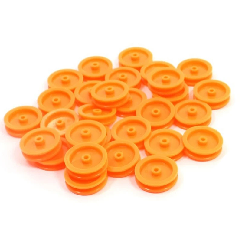 

30 Pcs 2mm Hole Orange Plastic Belt Pulley for DIY RC Toy Car Airplane