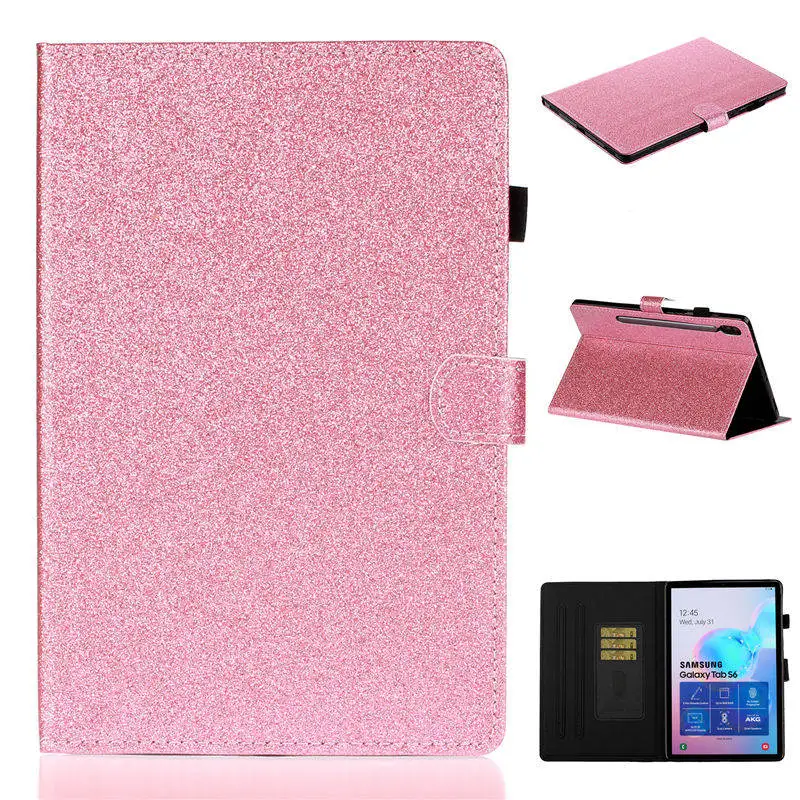 Pink Блестящий чехол для Samsung Galaxy Tab S6 10,5 SM-T860 SM-T865 T860 10," чехол Funda Планшет Флип Стенд оболочка+ подарок - Цвет: Pink