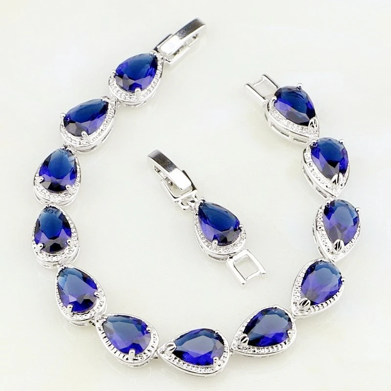 

Fashion Exquisite Water Drop Colorful Zircon Bracelet Elegant Ladies Charm Bracelet Jewelry Eight Colors Optional