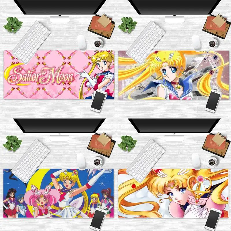 

Sailor Moon Locking Edge Mouse Pad Game Desk Table Protect Game Office Work Mouse Mat pad X XL Non-slip Laptop Cushion