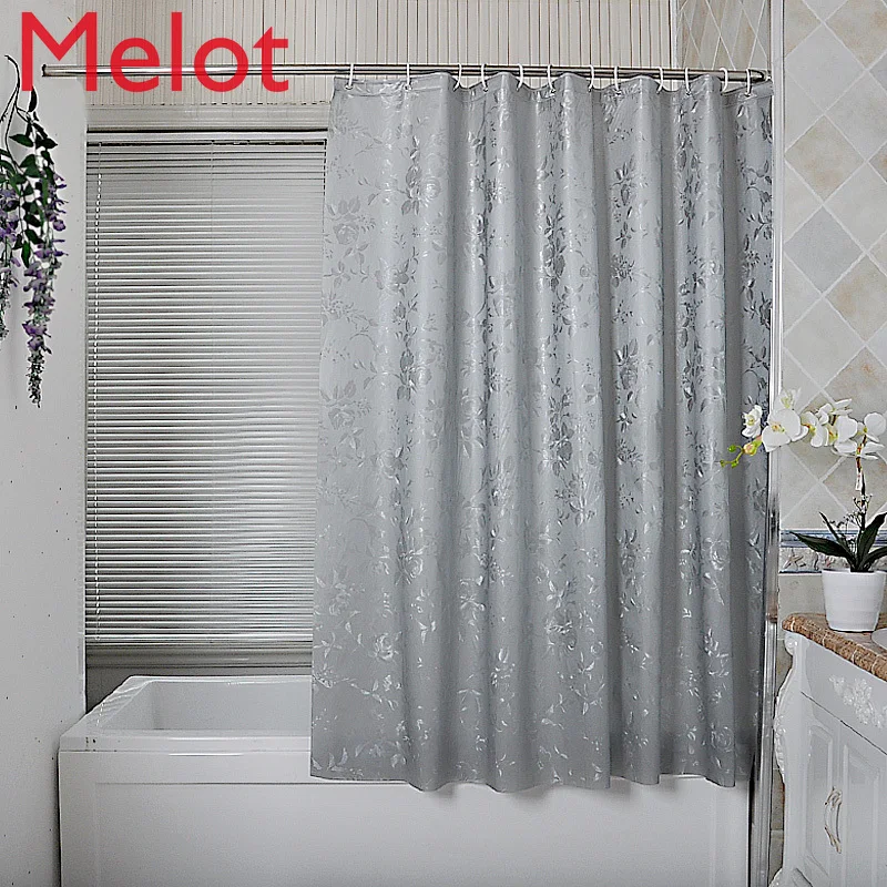 

1PC Quick-Drying Bath Shower Curtain Pastoral Gray Flowers Mildew Proof Waterproof PEVA Fabric New 2017