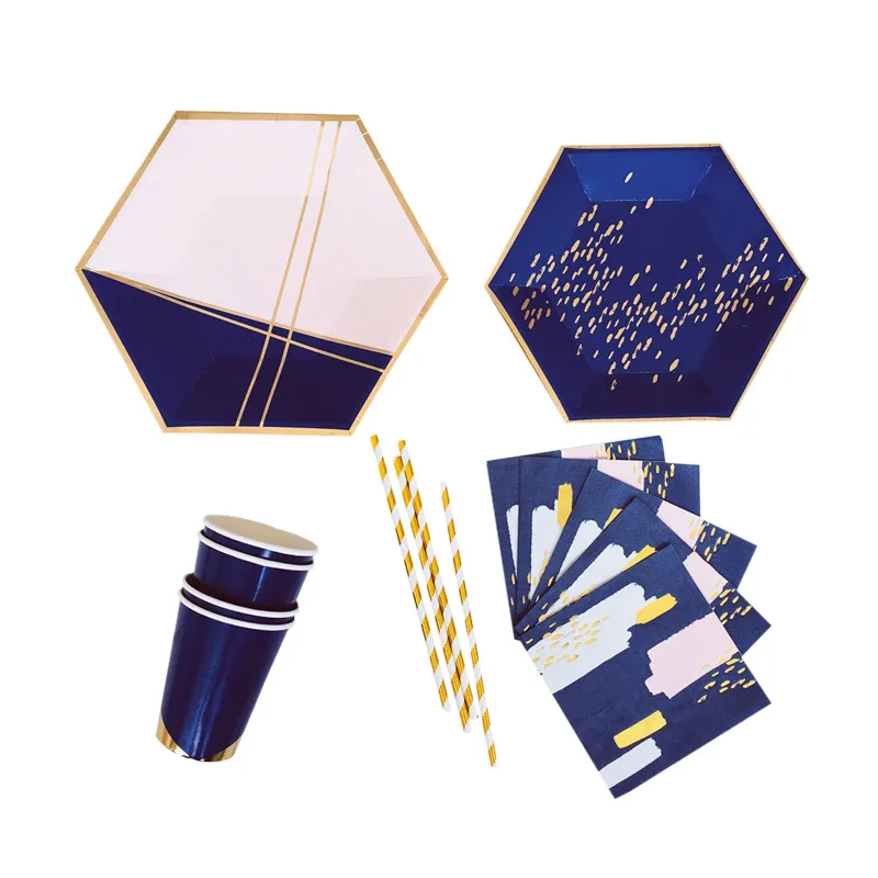 8 комплектов розовая посуда|Одноразовая посуда для вечеринок| |