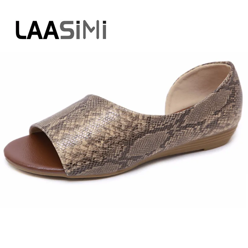 Сандалии LAASIMI женские на плоской подошве босоножки гладиаторы из экокожи питона