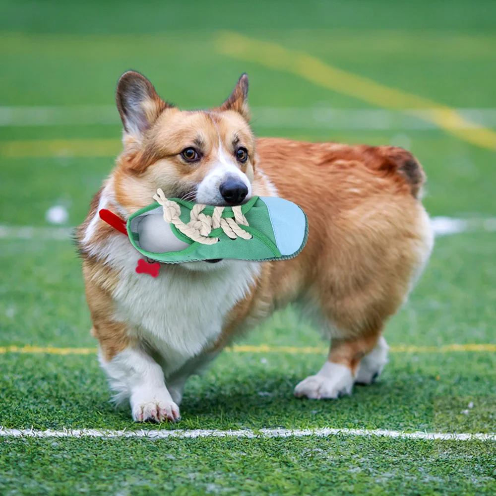 

2Pcs Dog Shoe Chew Toys Pet Sounding Playthings Teeth Grinding Toys Slipper Toys
