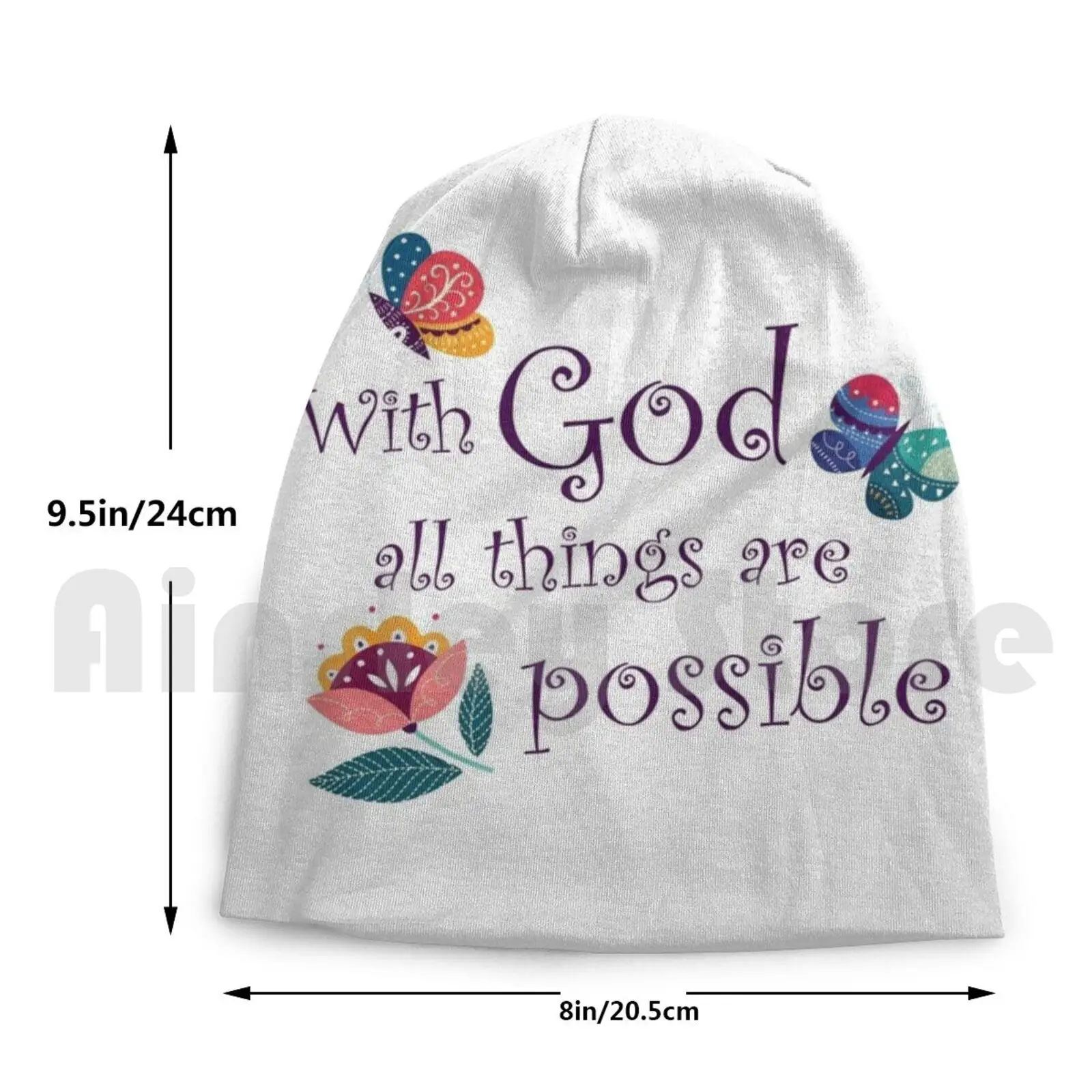 

With God All Things Are Possible | Scripture Art Beanies Knit Hat Hip Hop With God All Things Are Possible God