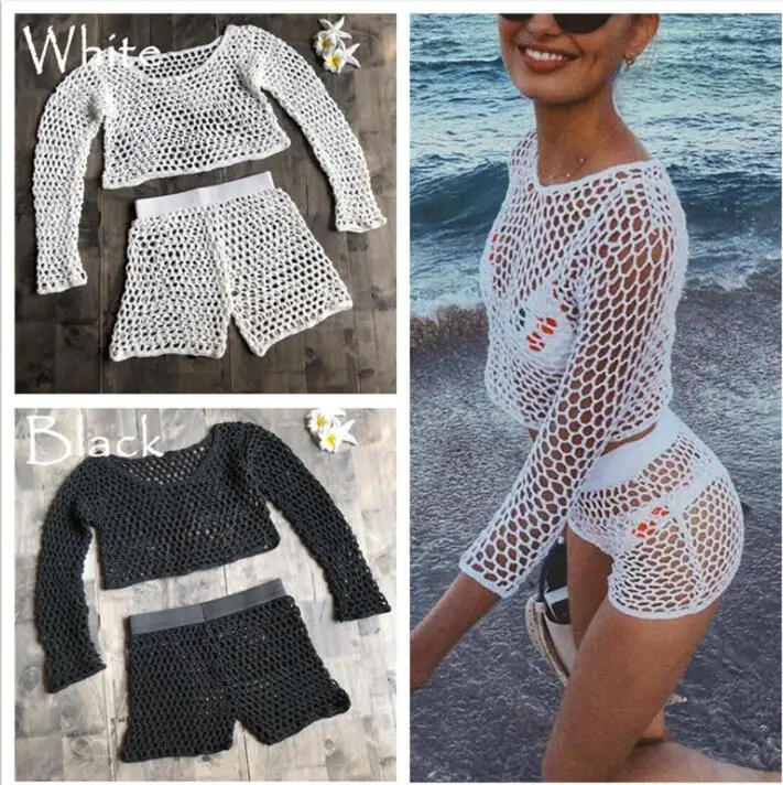 Женский пляжный костюм кафтан однотонный купальный из ацетата с