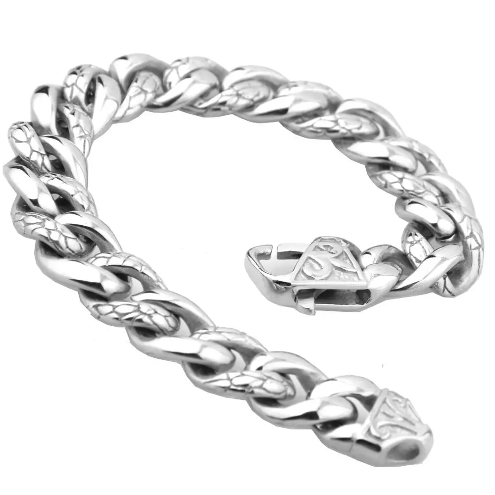 Винтажный шикарный 13 мм Байкерский тяжелый браслет цепочка из нержавеющей стали