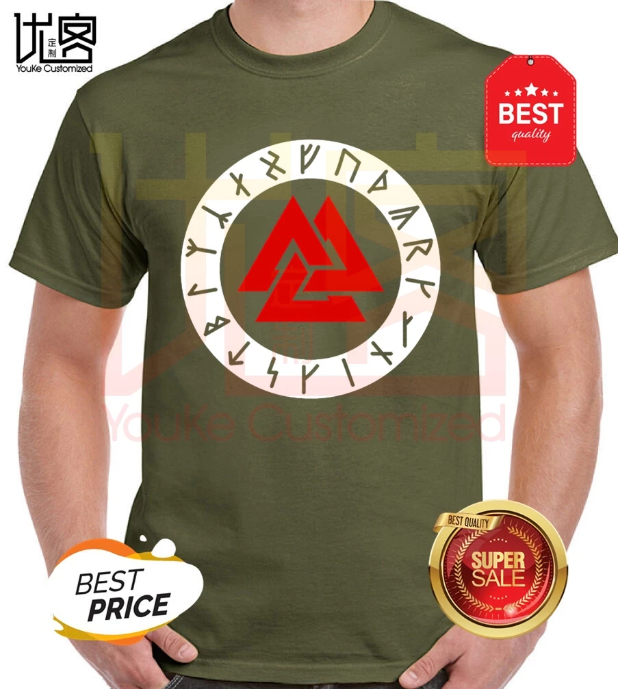 Viking Valknut с руны Мужская футболка мужская женская летняя обувь 100% хлопок команда
