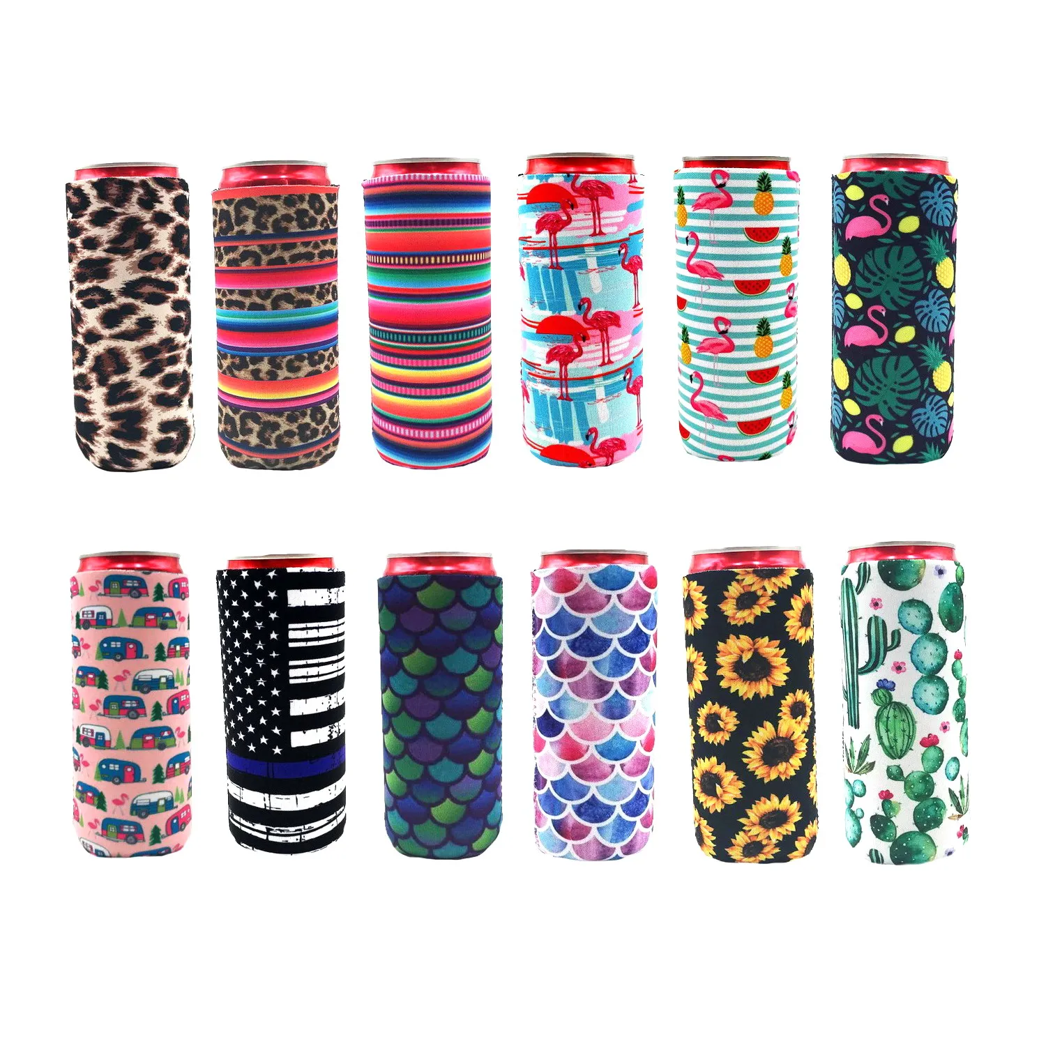 

12Pcs Slim Beer Can Sleeves Beer Can Cooler Covers Fit for 12oz Slim Energy Drink Beer Cans ship