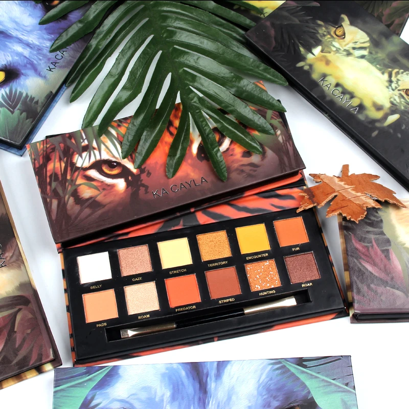 12 цветов тигровые тени для век Палитра натуральные матовые макияж блеск палитра