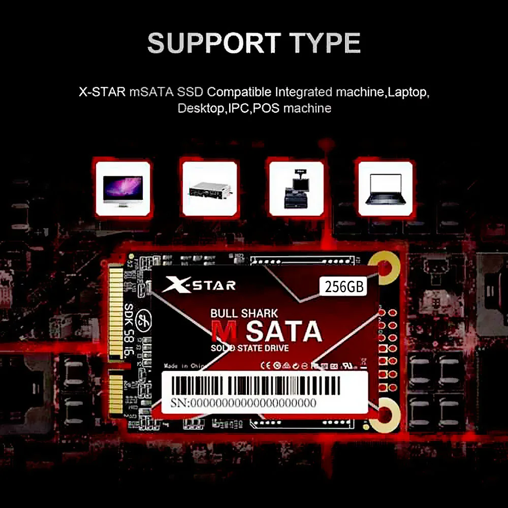 Х-звезда бычья Акула mSATA SSD 1.8in тонкий и легкий твердотельный накопитель