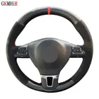 DIY мягкая черная замша из углеродного волокна Чехол рулевого колеса автомобиля для Volkswagen VW Gol Tiguan Passat B7 Passat CC Touran Jetta Mk6