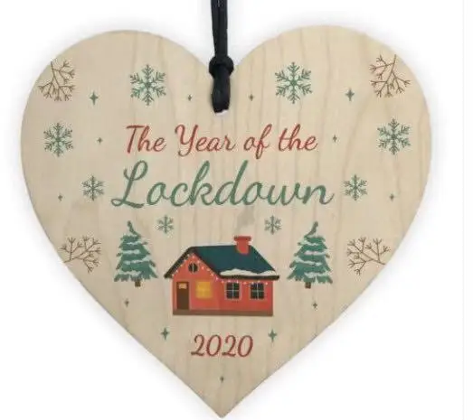 Рождественский год с блокировкой деревянное Сердце Дерево украшение висячий