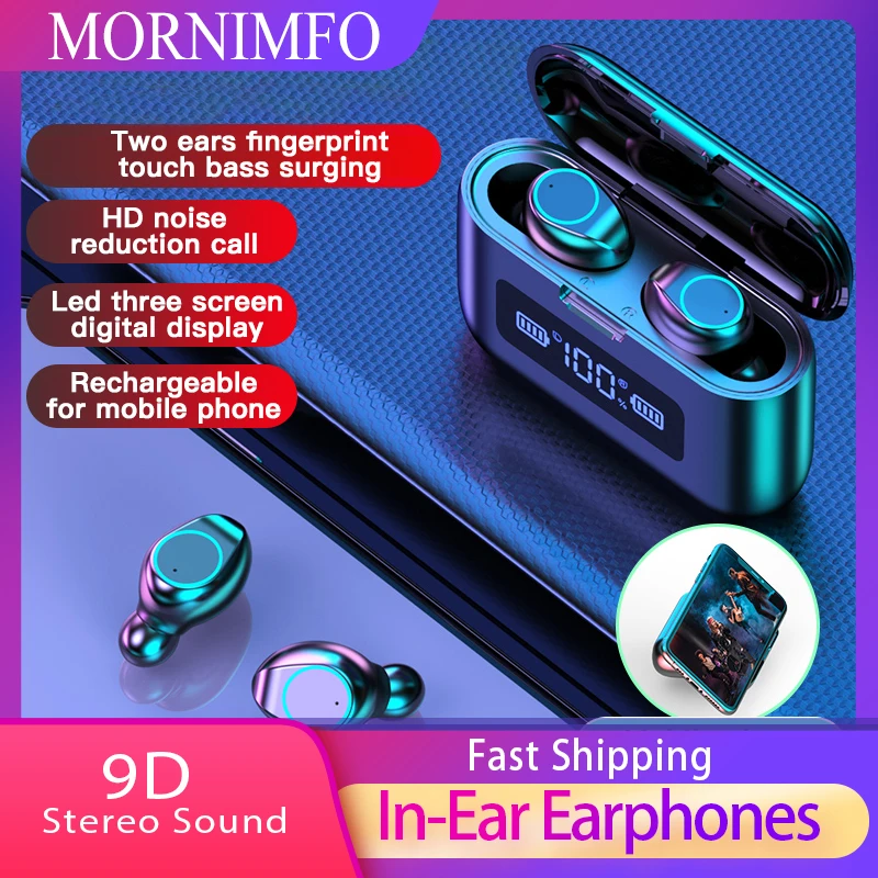 Беспроводные наушники V5.0 Bluetooth светодиодный дисплей TWS гарнитура