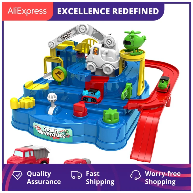 

Новый Железнодорожный автомобиль, игрушки для детей, Монтессори для мальчиков и девочек, рождественские подарки, гоночные игрушечные автом...