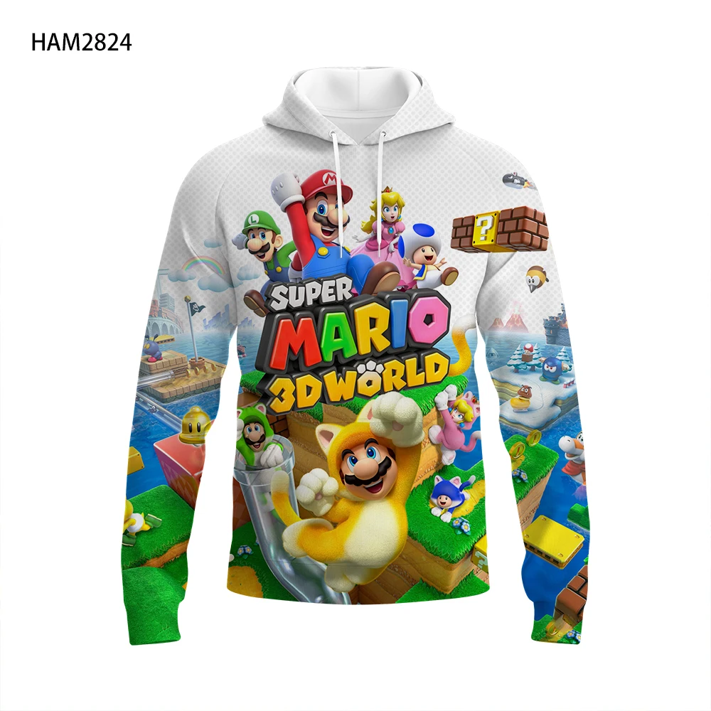 3D Mario Bros. Свитер с мультипликационным принтом Супер Марио в стиле Харадзюку
