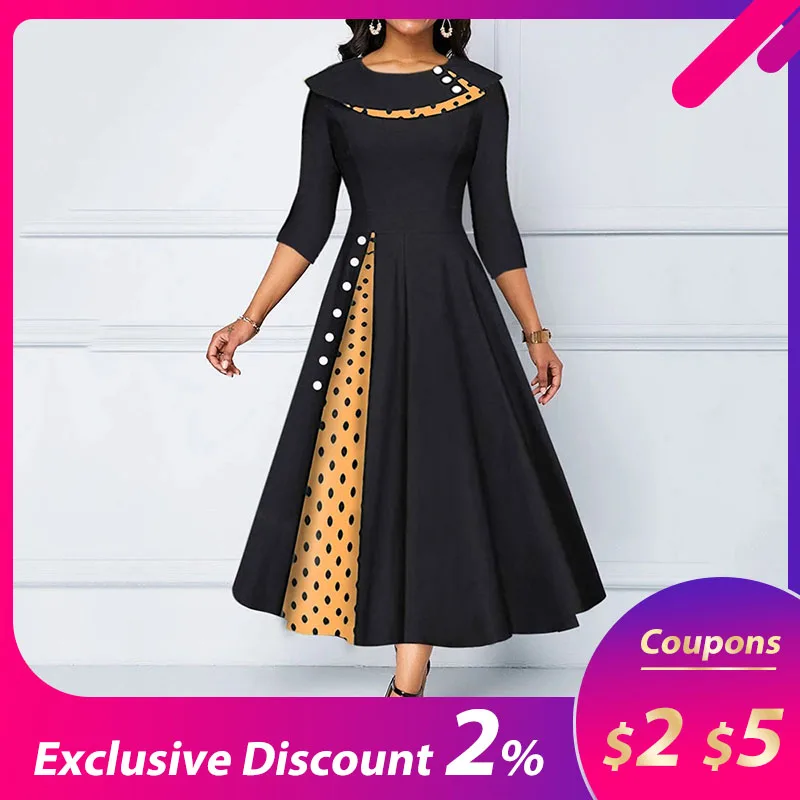 Платье миди с принтом в горошек вечерние платья платье трапециевидной формы Vestidos