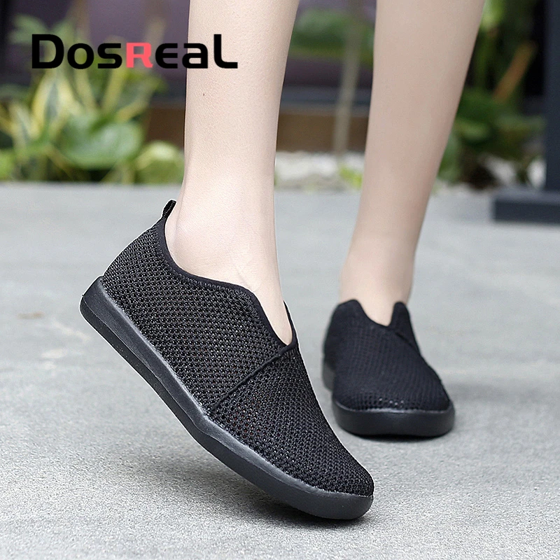 DOSREAL Spring Breathable Mesh Walking Shoes Women Flats Sneakers Slip on Ladies Female Casual Loafers | Обувь