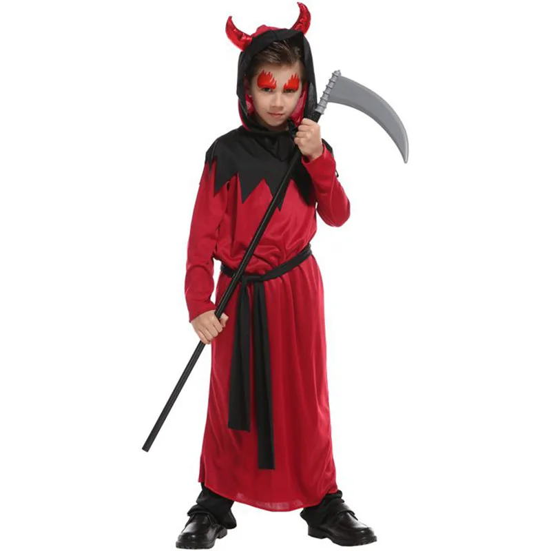 

Kids Boys Girls Demon Vampire Grim Reaper Outfit Halloween Cosplay Costumes Masquerade Carnival Party Role Play Dress Up Suit