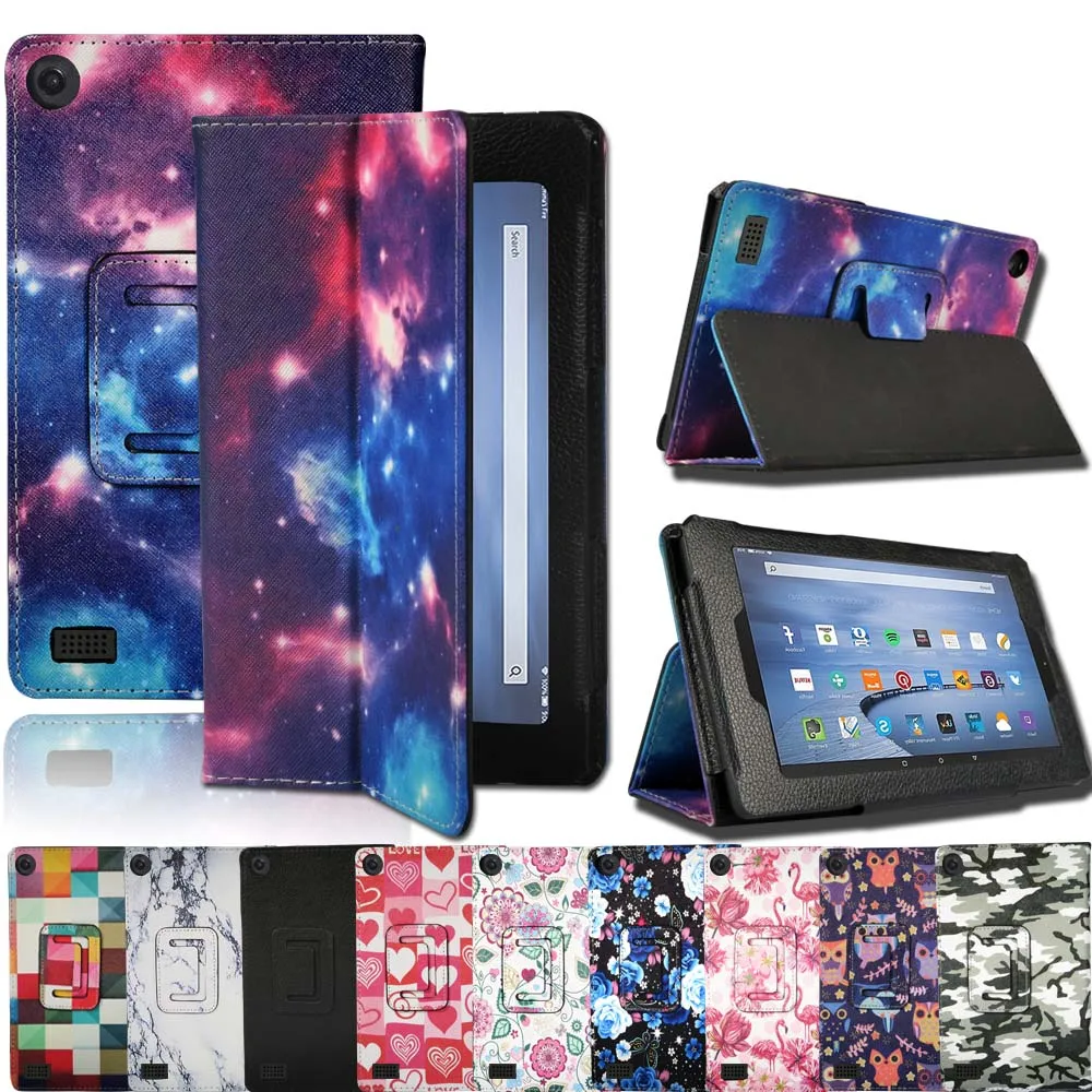 

Drop Resistance Leather Stand Cover Case for Kindle Fire 7 (5th/7th/9th) /Fire HD 8 (2016/2017/2018) Tablet Case