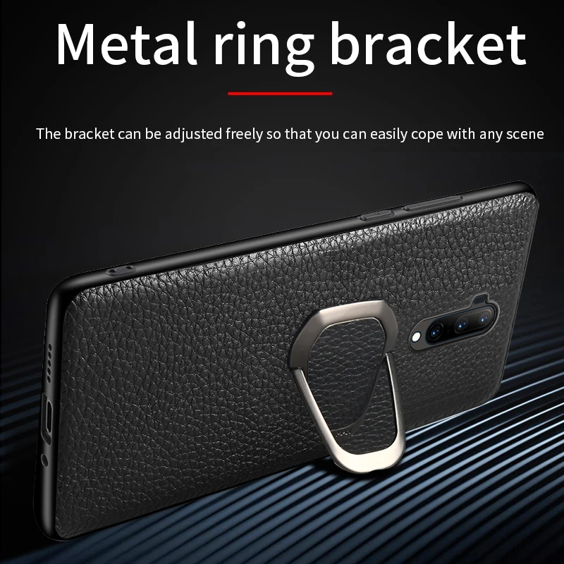 Оригинальный кожаный магнитный чехол для телефона с зернистой текстурой Oneplus 7T Pro