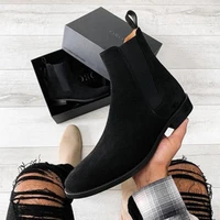 simple men fashion spring and autumn low heel pointed cuff pu leather classic casual comfortable formal chelsea boots aq421