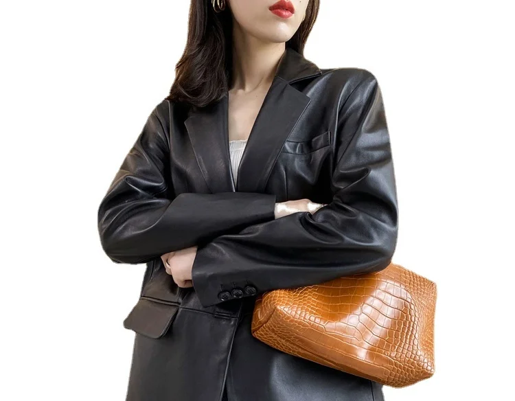 

Genuine Leather Jacket Women Sheepskin Coats Famale New Loose Oversize Outerwear Jaqueta De Couro Feminina SQQ08